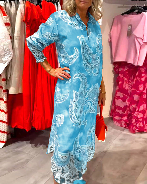 Kjole Ståkrave Lang Ærme Cashew Print