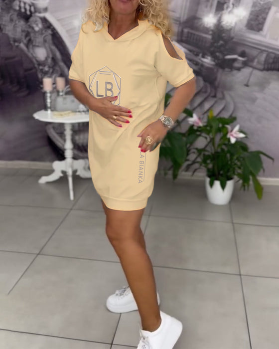 Kjole Med Hætte Trykte Bogstaver Sport