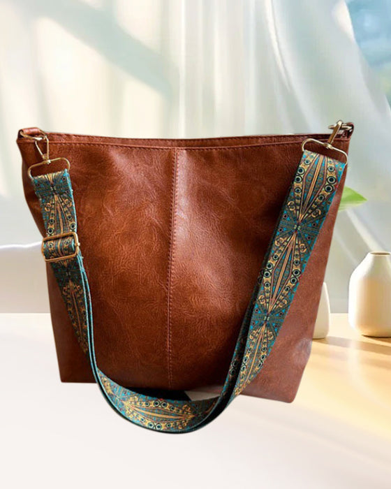 Vintage bucket bag med stor kapacitet og skulderstrop