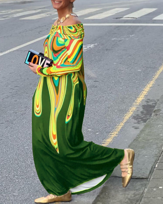 Elegant off-shoulder kjole med lange ærmer