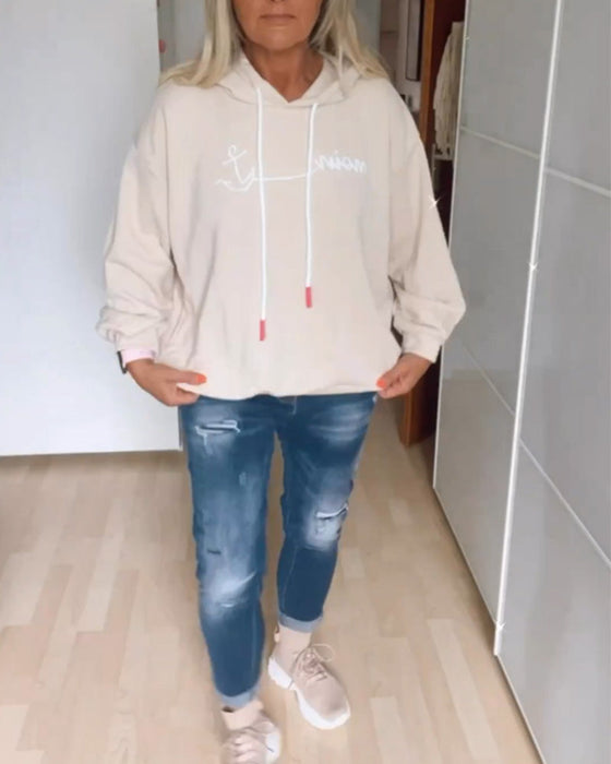 Løse hættetrøjer med ankerprint