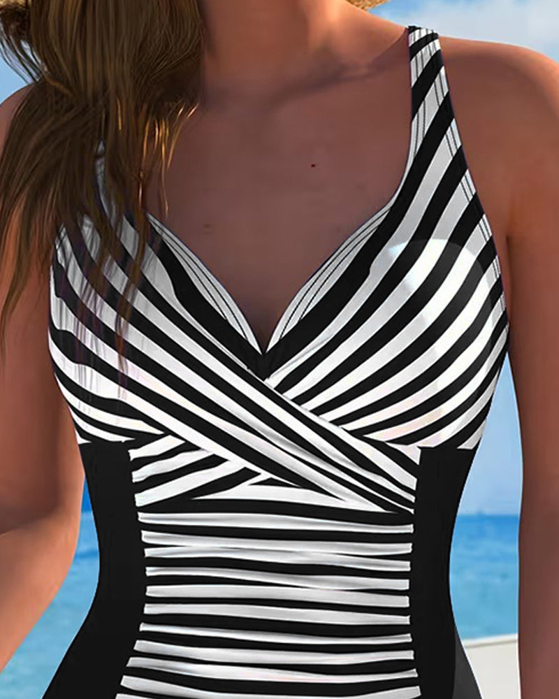 En-Delts Badedragt Stribet Farveblok