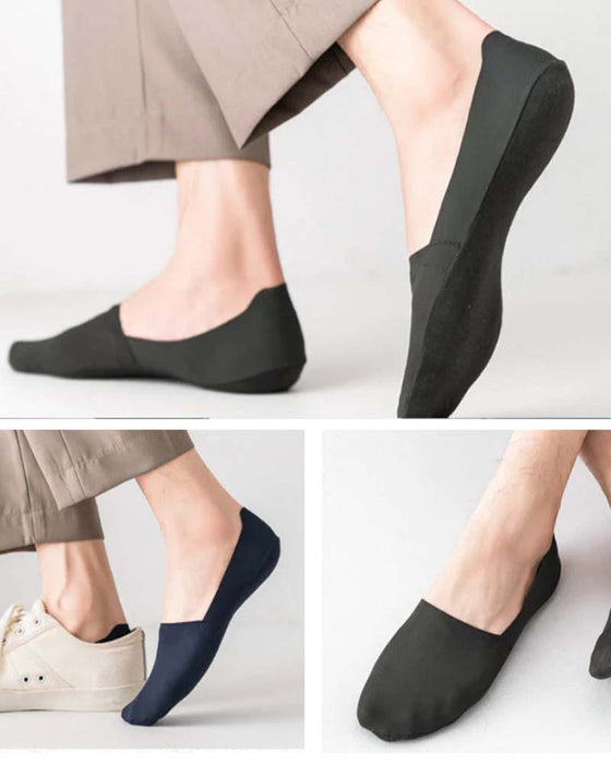 Skridsikre no-show strømper i issilke