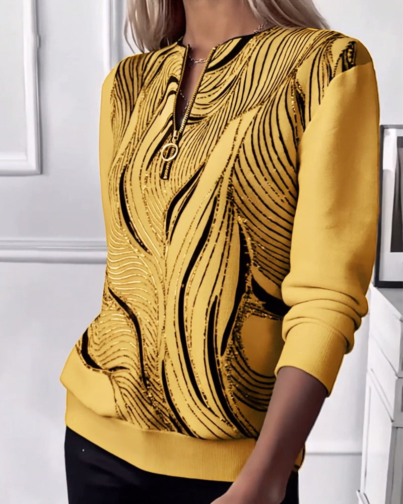 Sweatshirt med afslappet lynlåstryk