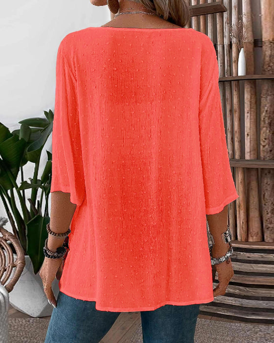 Laksefarvet bluse med blonder