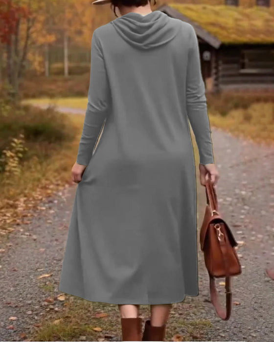 Kjole afslappet enkel ensfarvet lomme