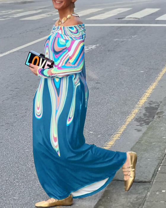 Elegant off-shoulder kjole med lange ærmer