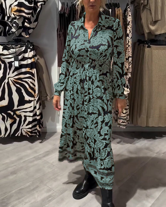 Modekjole Med Reverskrave Og Print