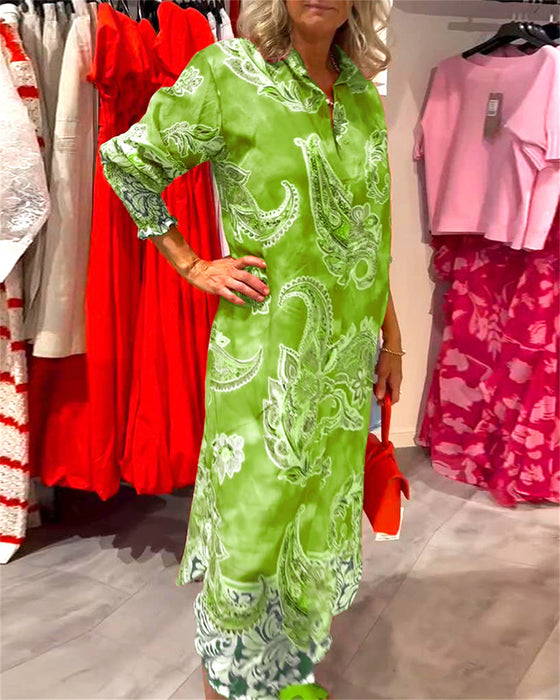 Kjole Ståkrave Lang Ærme Cashew Print