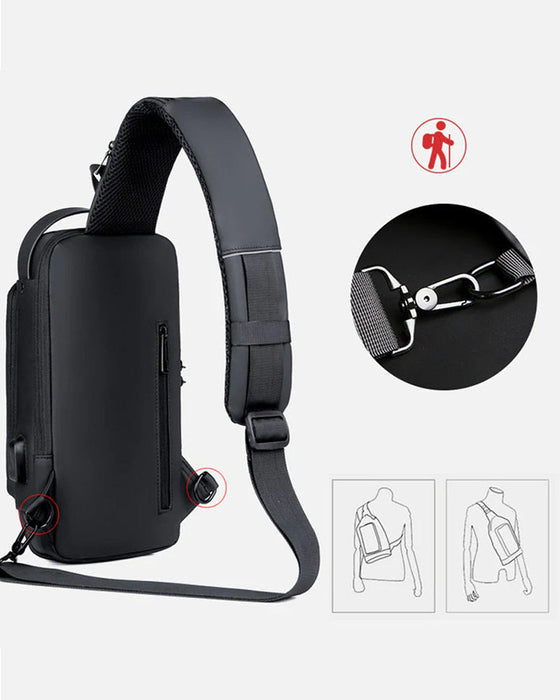 Tyverisikret brysttaske med kodelås