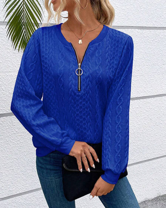 Langærmet lyserød sweatshirt med lynlås