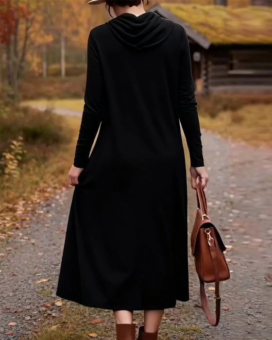 Kjole afslappet enkel ensfarvet lomme