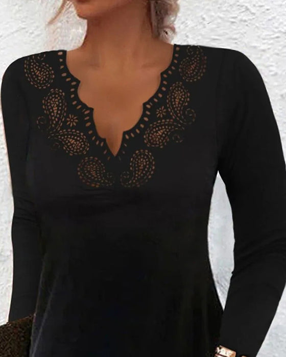 Slimmende Langærmet Hæklet Kjole