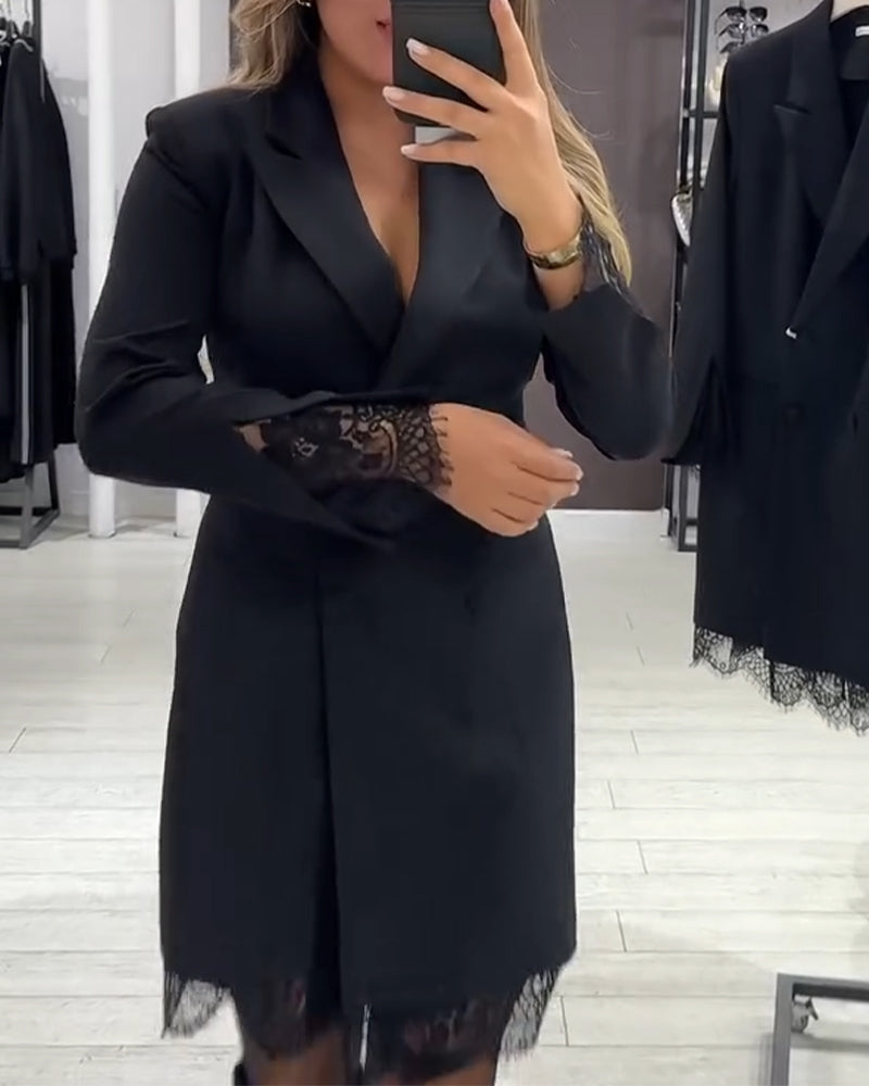 Kjole Med V-Hals Og Indslag Til Arbejde