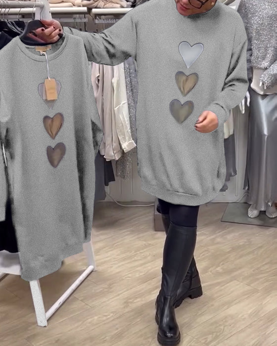 Kjole Shift Hjerte Mønster Casual