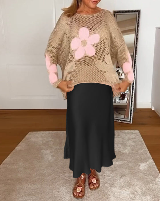 Elegant ensfarvet plisseret nederdel