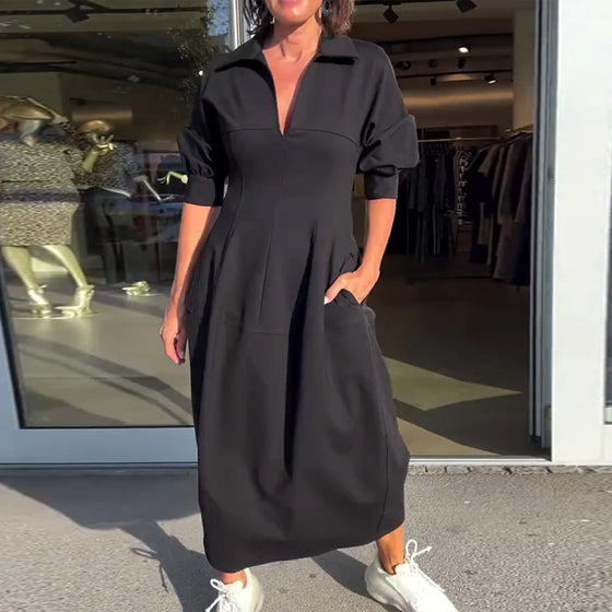 Lang sort sweaterkjole