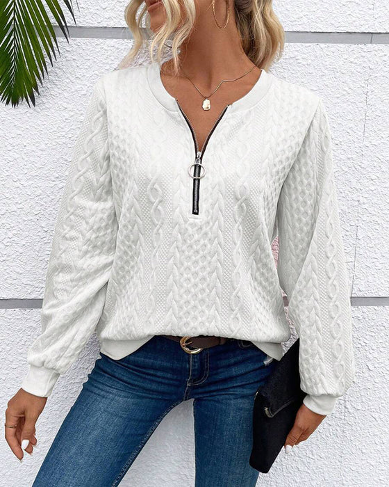 Langærmet lyserød sweatshirt med lynlås