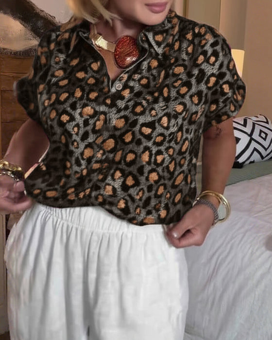 Bluse afslappet leopardprint