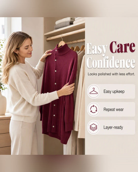 Cardigan Turtleneck Enkelt Knappet
