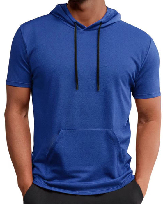 T-Shirt Hætte Hurtig Tør Kort Ærme