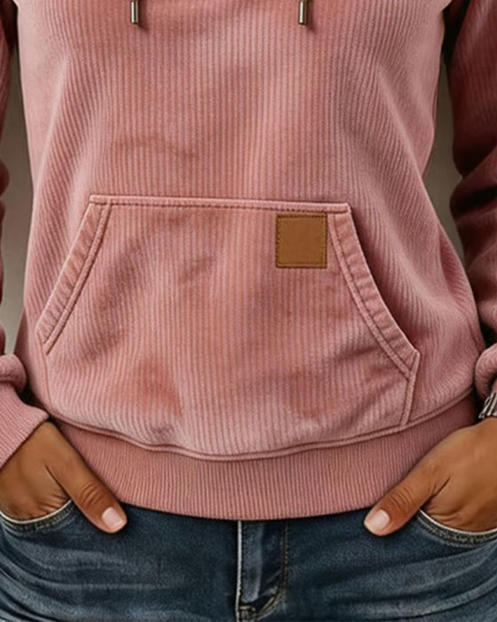Hoodie Fløjl Halv Lynlås Med Hætte