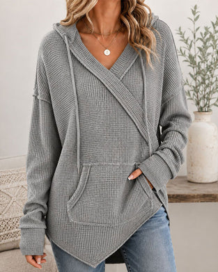 Hoodie Vaffel Snørrebånd Lomme