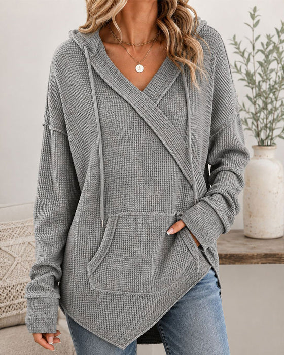 Hoodie Vaffel Snørrebånd Lomme