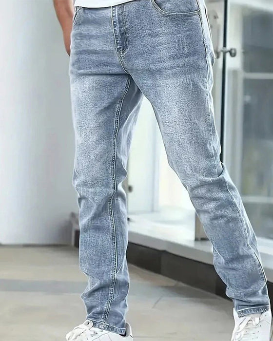 Jeans Herre Afslappet Ensfarvet