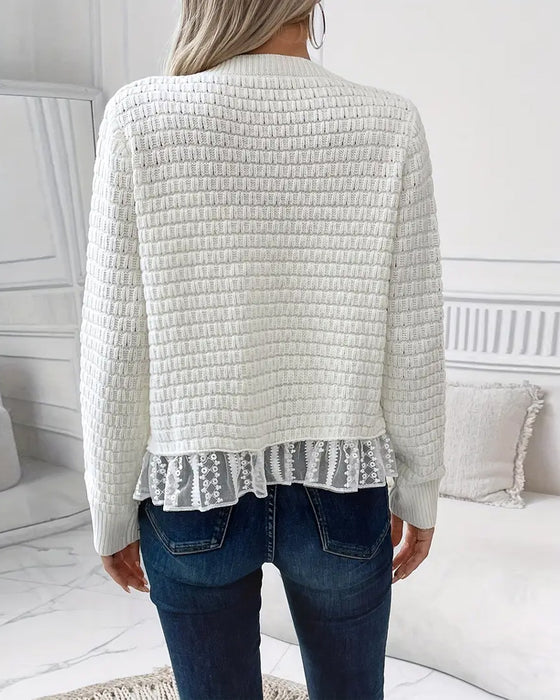 Frappe Langærmede Blonderpanelet Sweater