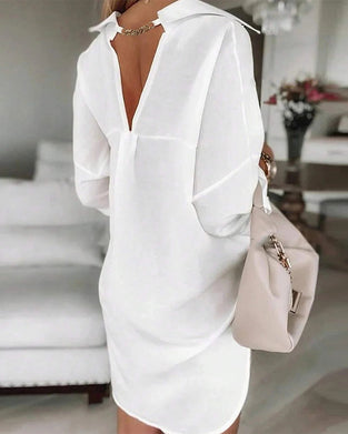 Kjole 100% Bomuld Hulsøm V-Ryg Mode