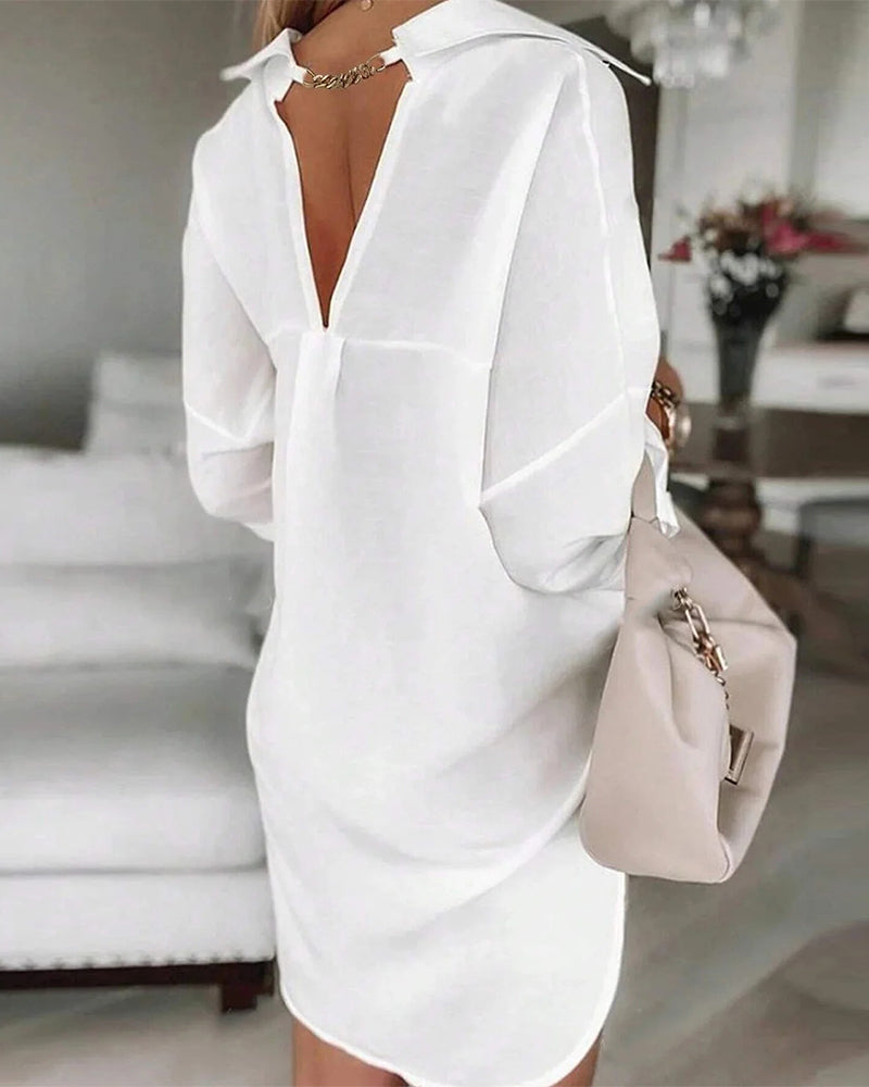 Kjole 100% Bomuld Hulsøm V-Ryg Mode