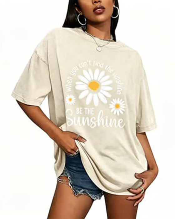 Casual T-Shirt Daisy Tryk Rundhalset