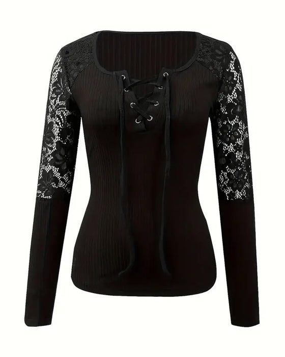 Bluse Med Bindekrage Strikket