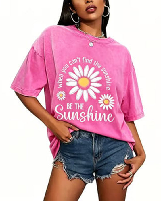 Casual T-Shirt Daisy Tryk Rundhalset