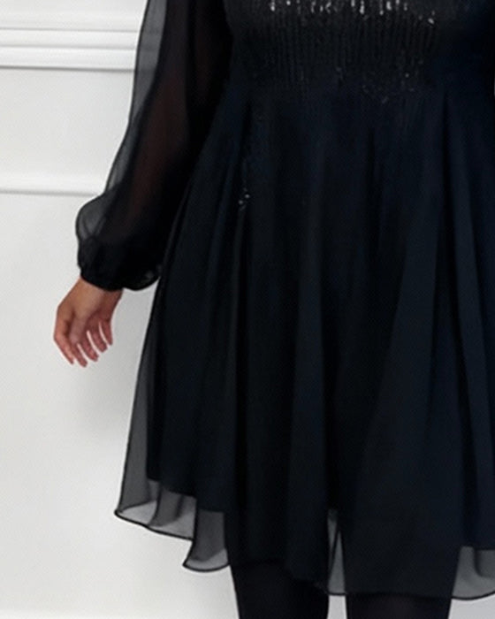 Kjole Rund Hals Modne Ensfarvede Løs