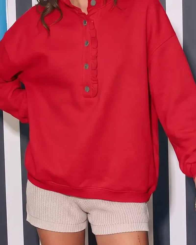 Sweatshirt Krave Knappet Langærmet Løs