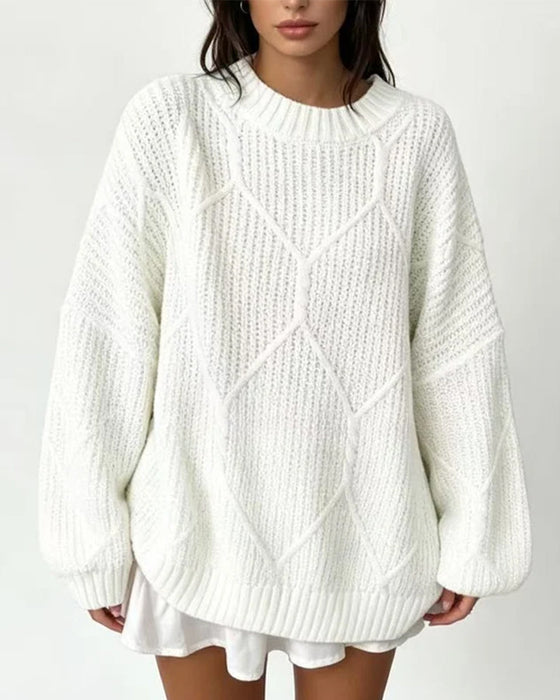 Pullover Ensfarvet Langærmet