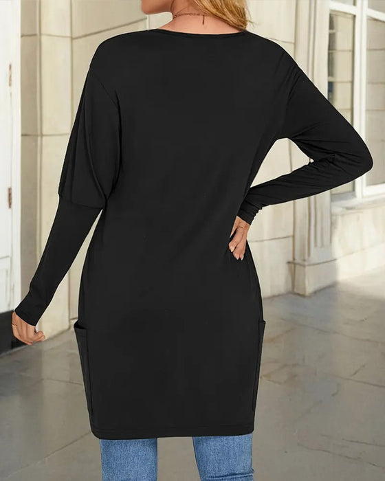 Løs Casual Top Med V-Hals