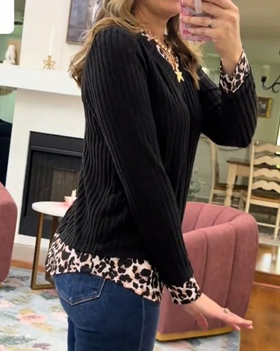 Top Spliced V-Neck Casual