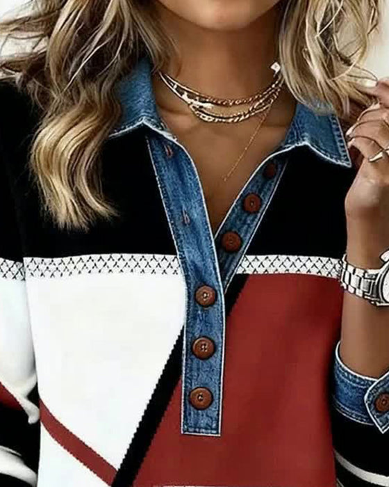 Langærmet Sweatshirt Med Farveblok Og Casual Stil