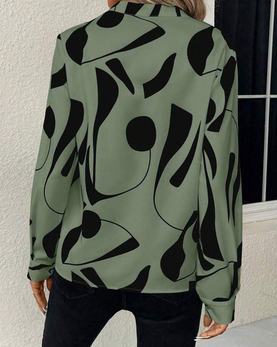 Bluse Abstrakt Geometrisk Tryk