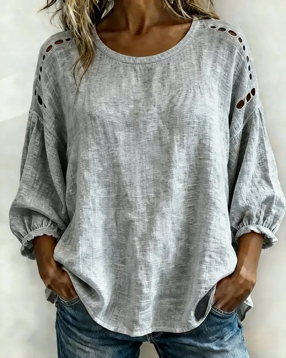 Bluse Udhullet 100% Bomuld