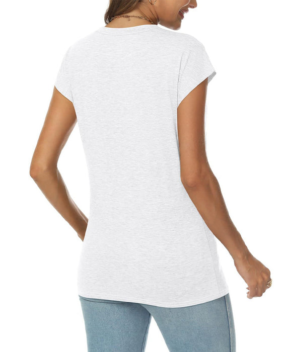 T-Shirt Pullover V-Hals Ensfarvet