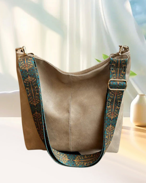 Vintage bucket bag med stor kapacitet og skulderstrop