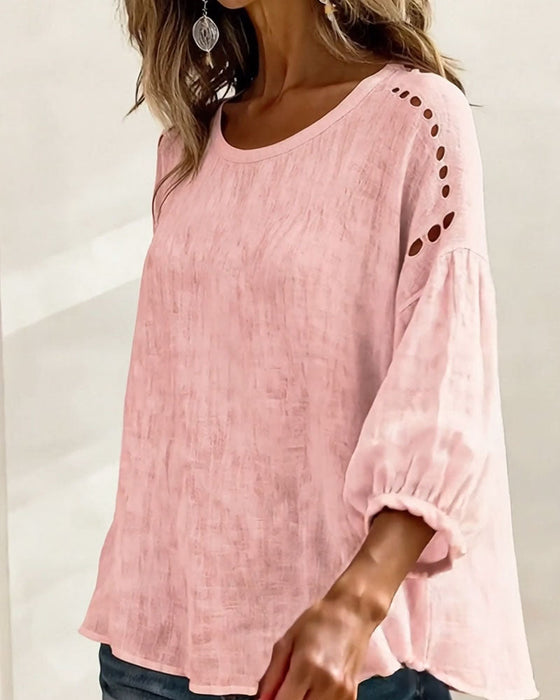 Bluse Udhullet 100% Bomuld
