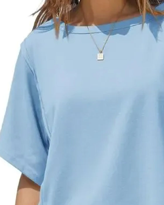 T-Shirts Kort Drop Skulder Løs