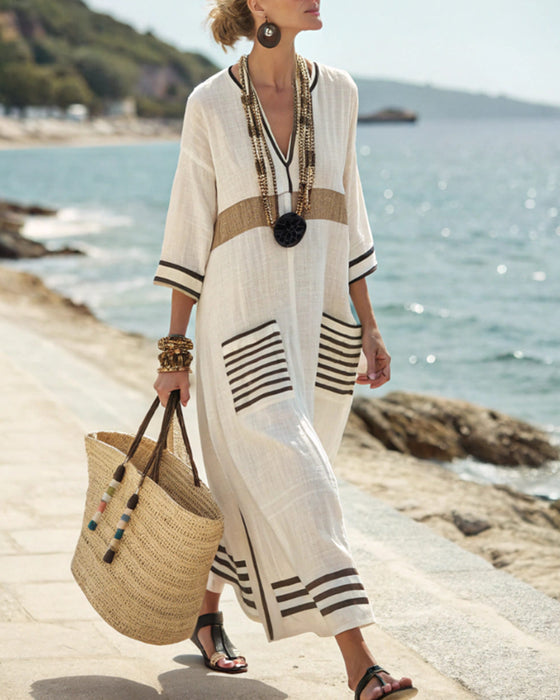 Ferie-Kontrast Løs Kjole