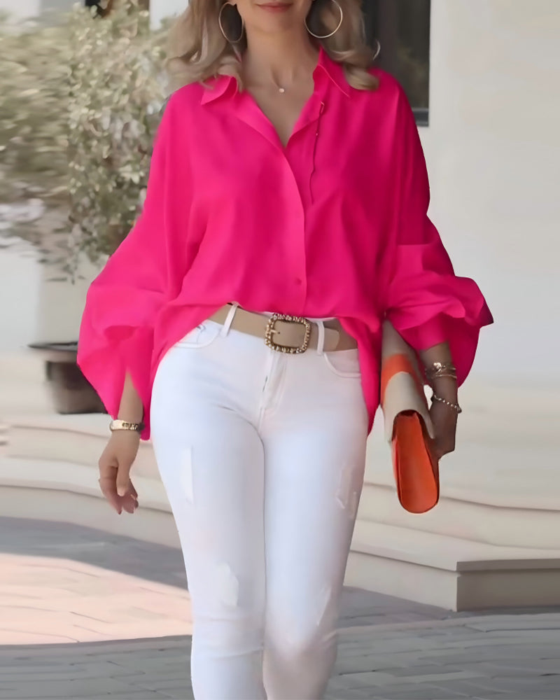 Skjorte Pufærme Elegant Med Krave