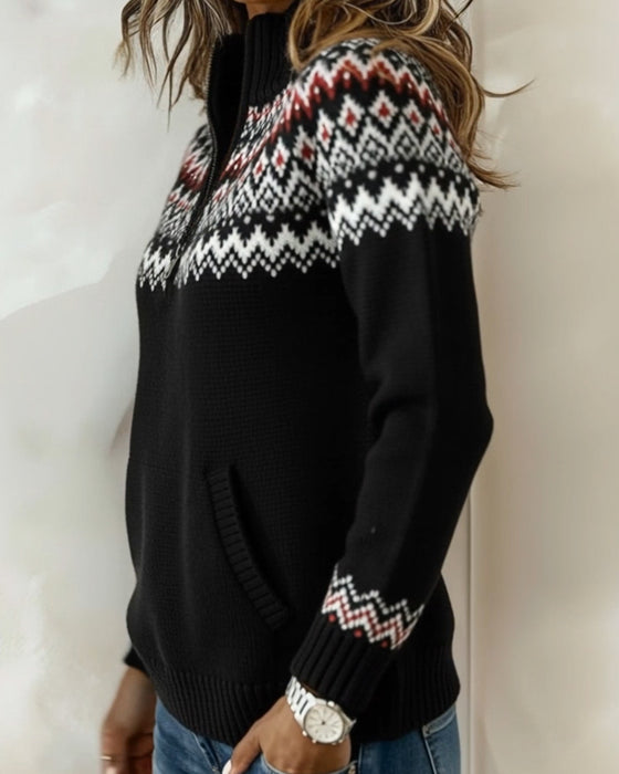 Sweater Vintage Halvlynlås Krave